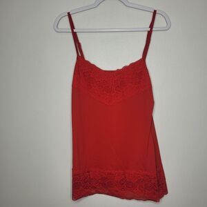 Studio Y cheery red lace trim y2k vibe going out layering top size large